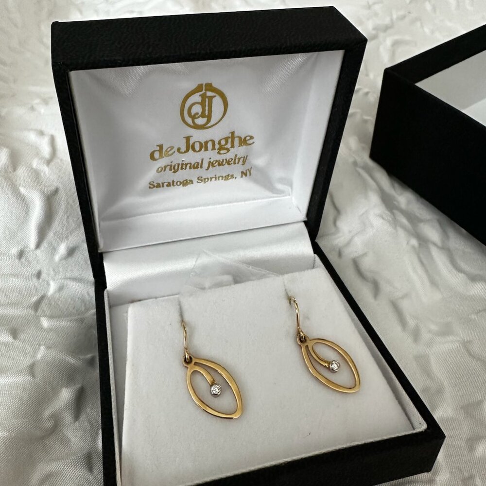 14k Yellow Gold Oval Swirl Diamond Earrings (special edition)